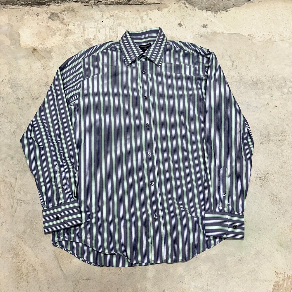 Banana Republic Men Dress Shirt Large 16-16 1/2 Original Fit Striped Long Sleeve